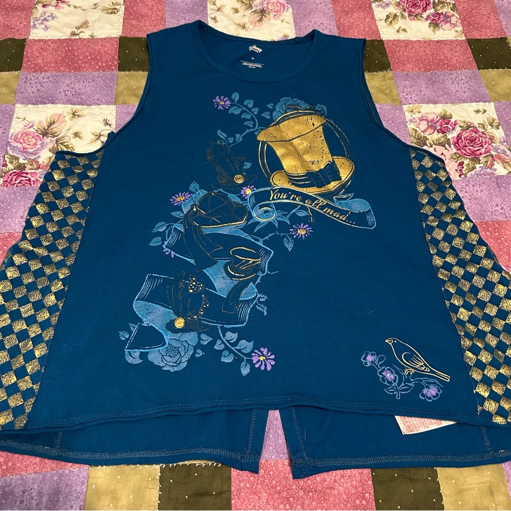 Disney Store Alice In Wonderland Mad Hatter Blue tank Size‎ 2XL